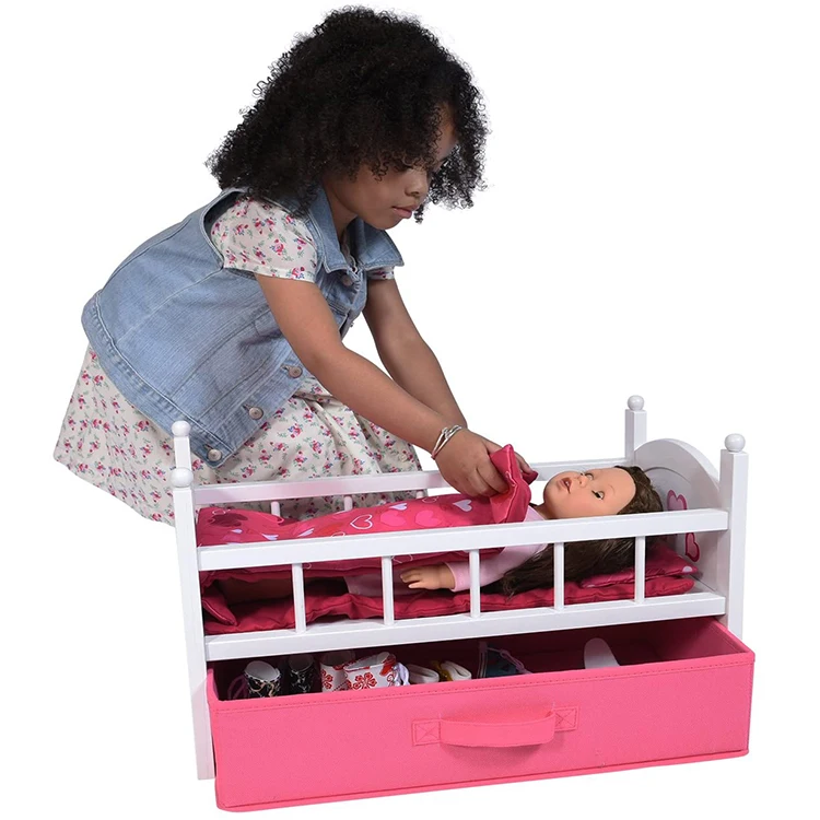 Детская игрушка Reborn Baby Doll мини кукла кровать Экологичные деревянные современные наборы игрушечной мебели 50-60days 50x28x45 см МДФ, дерево, WF-127-1 500 шт