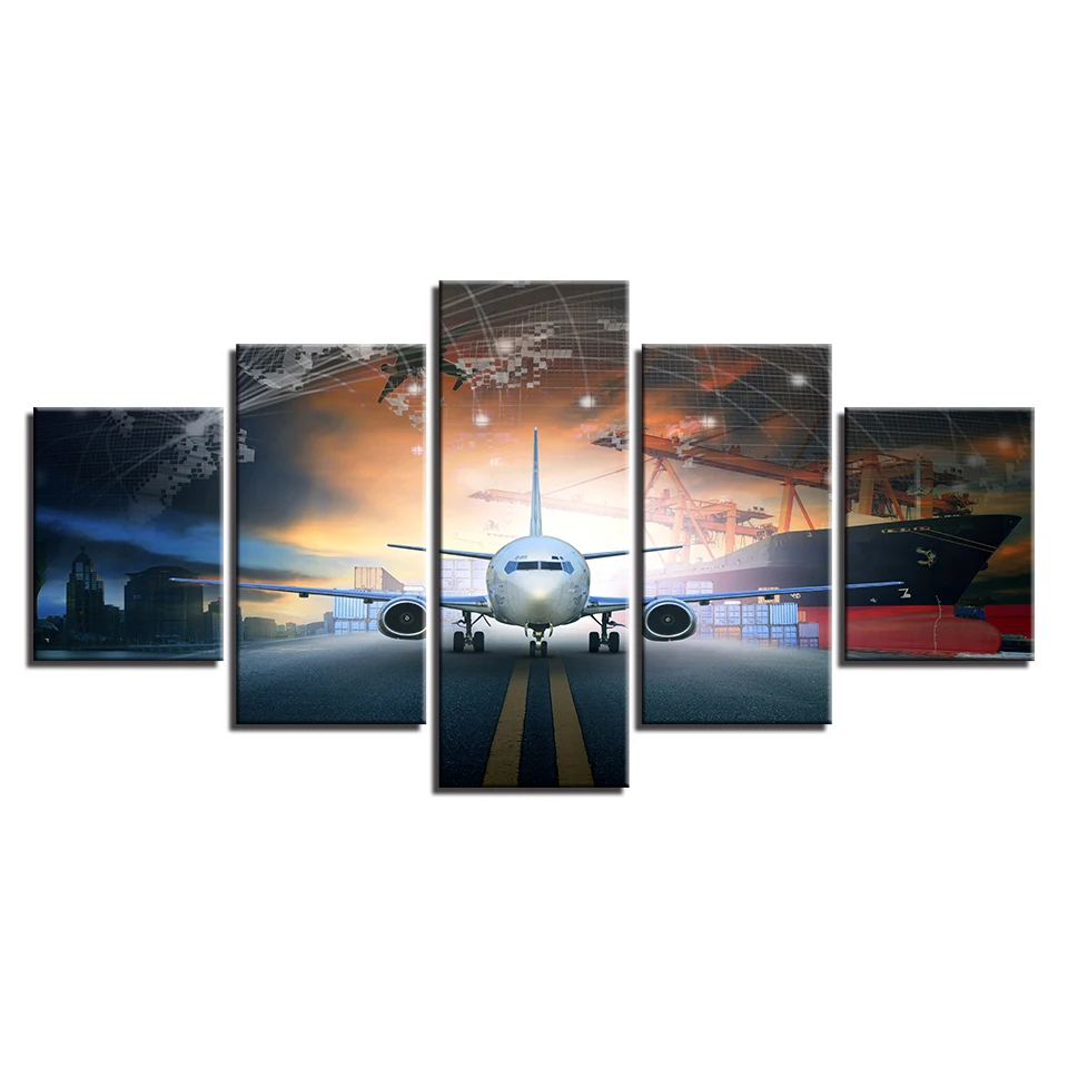Wall Art Home Decor Abstract Poster 5 Pieces Aviation Aircraft HD Pictures For Living Room Modern Printed Canvas Painting