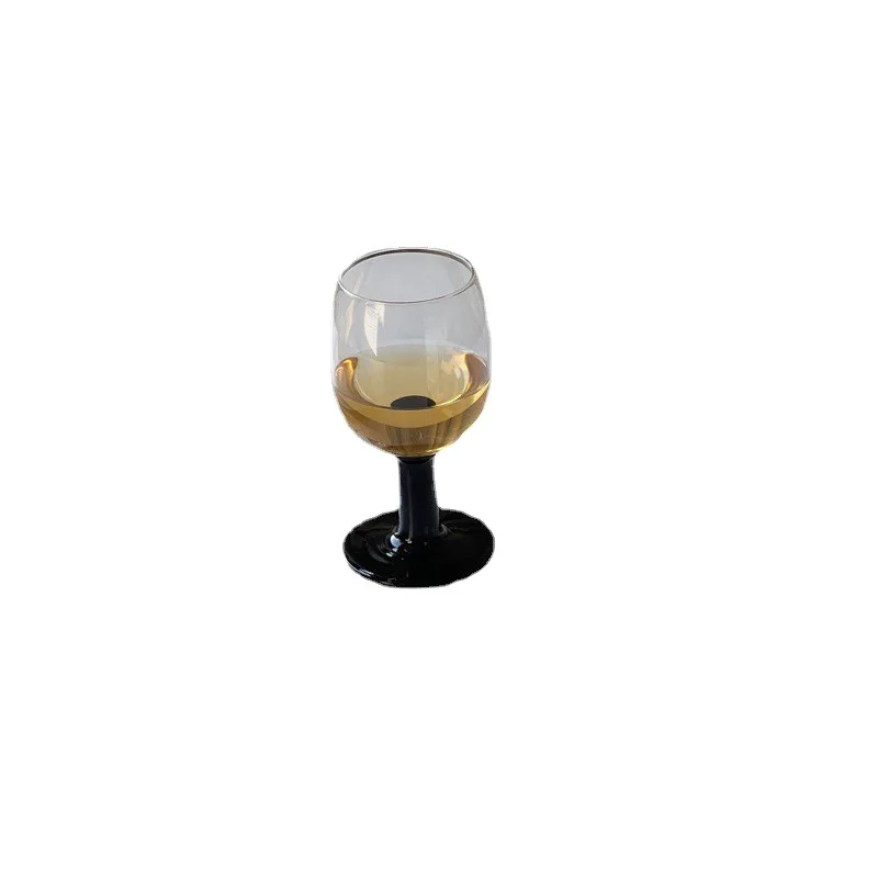ins middle-aged short-footed goblet home retro red wine glass black sweet wine drink water glass drink cup