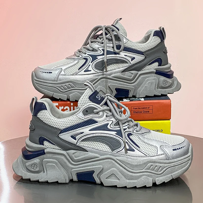 OEM Custom Wholesale Hot Style Breathable Men Campus Chunky Shoes Sport Black Sneakers