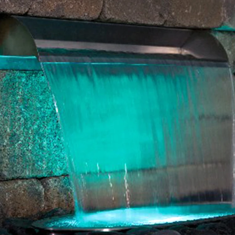 water fountains outdoor 316 stainless steel wall spillway fountains waterfall with LED light
