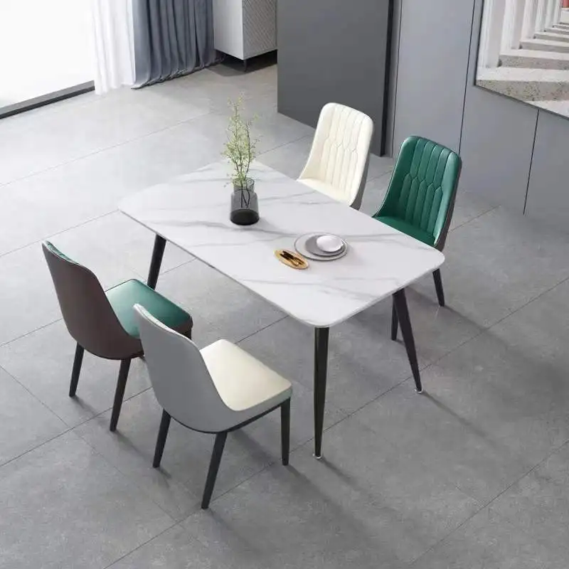 2022 hot selling four-person slate dining table rectangular home light luxury modern dining table and chairs