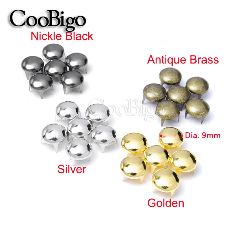 500 шт./упак. 9 мм Круглый купол заклепки Спайк заклепки “в стиле «панк-рок» кожаная фурнитура для обуви Одежда мешок запчастей для декорирования ногтей # GZ001-9