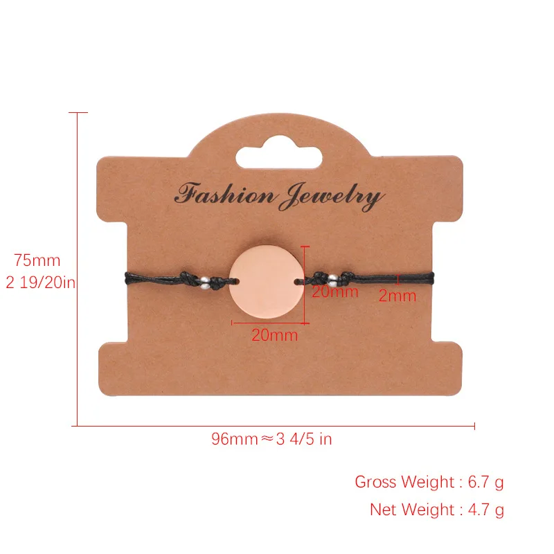 20mm Round Charm Weave Bracelets Stainless Steel Fashion Custom Name Logo Couple 18K Gold Plated Opp Bag Environmental Friendly