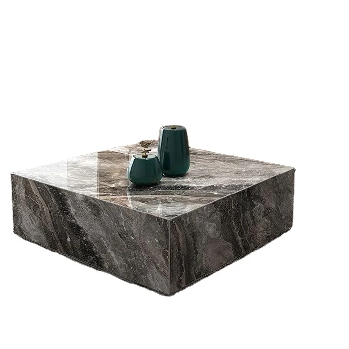 Nordic quality cheap price modern side table nordic Kaia Calacatta Viola Marble Plinth Block Large quadrate Coffee Table