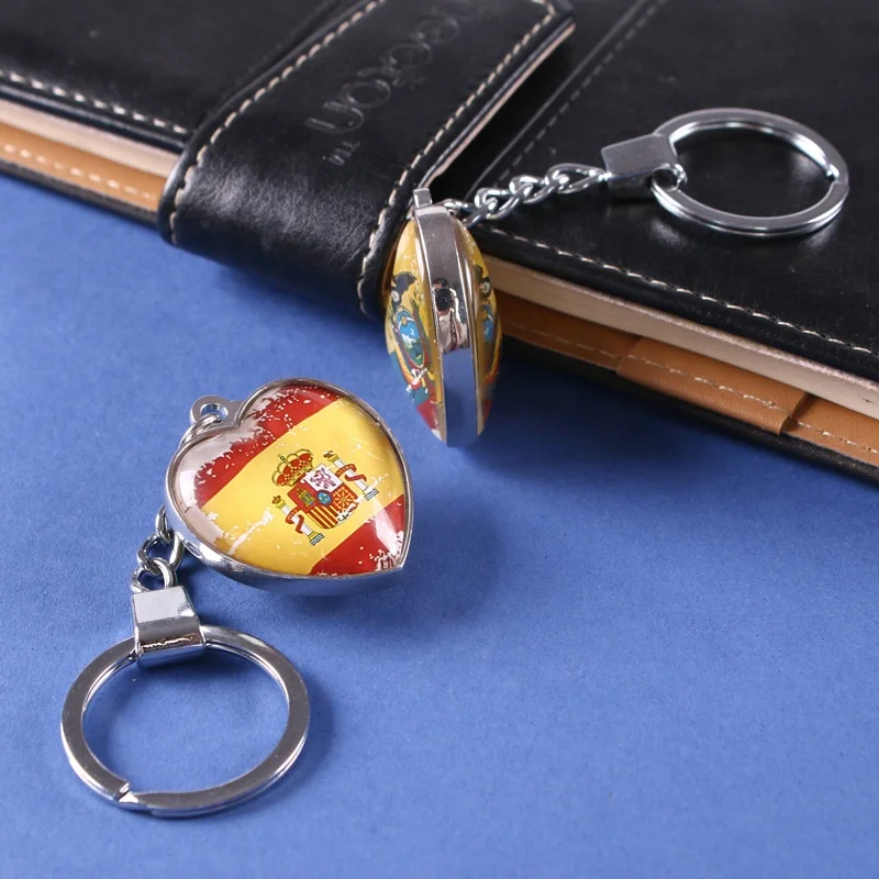 
Cheap Customize Photo Double-sided Islam Country Crystal Glass Car Keychains 