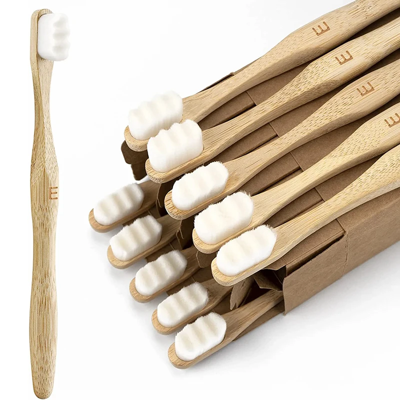 Natural biodegradable teeth tooth brush for adults super soft wave charcoal bambus bamboo nano toothbrush