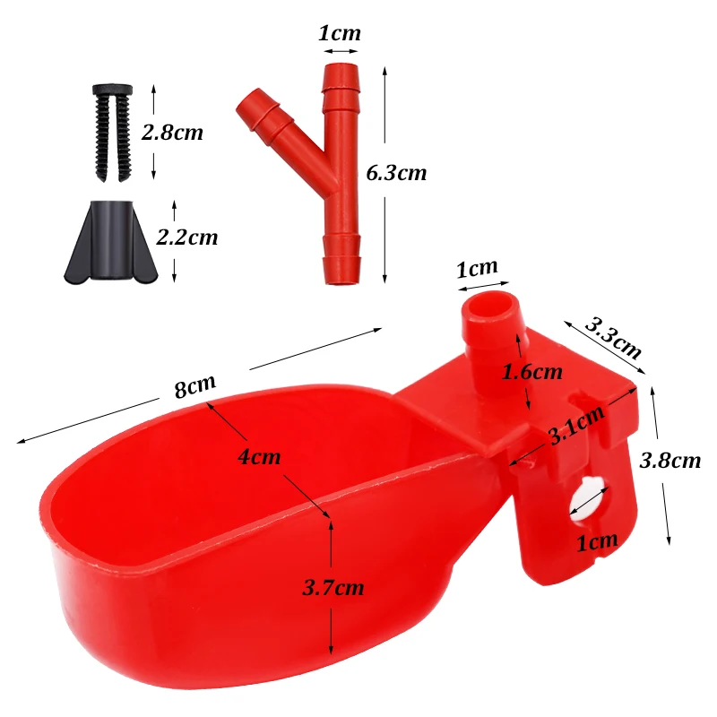 Red and Yellow Plastic Quail Nipple Drinker Quail Chicken Pigeons Automatic Drinker Cup Water Bowl For Livestock