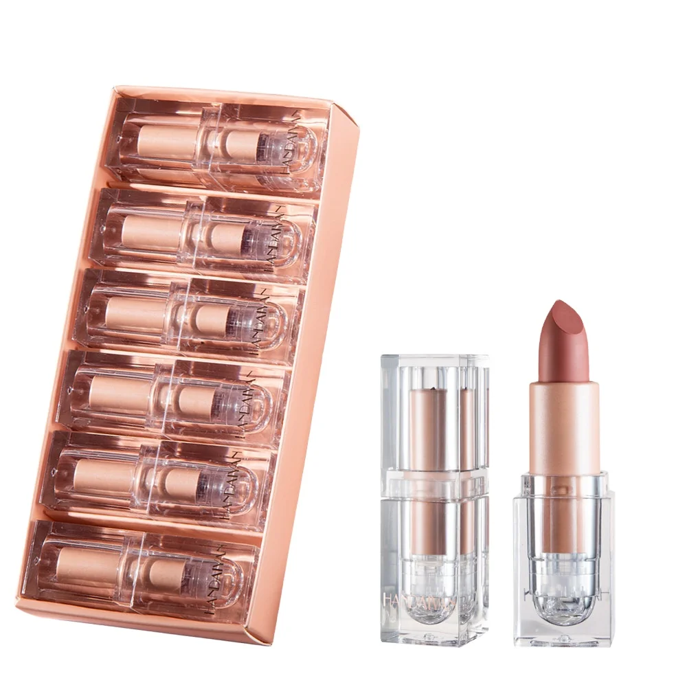 HANDAIYAN Little Ice Cubes Lip Stick Vegan Organic Non-Stick Cup Lasting Waterproof Nude Pink Matte Lipstick Set