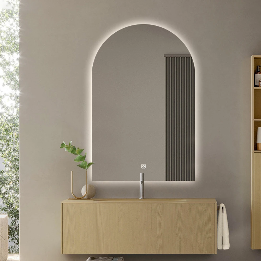 led vanity mirror irregular shaped lighted makeup mirror arch