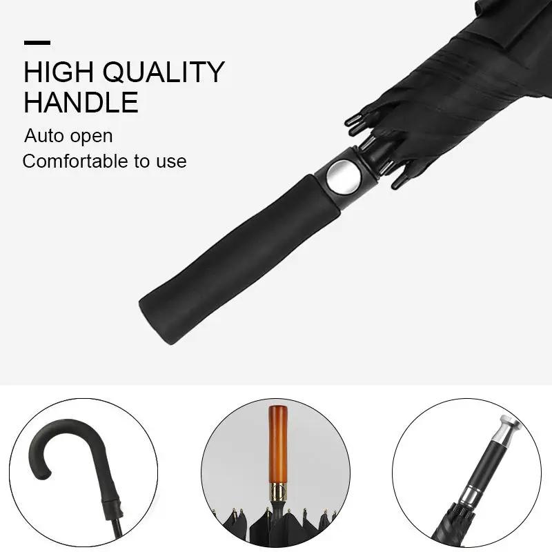 Branded promotional umbrella heated handle hotel umbrella mens with wooden handle waterproof fabric