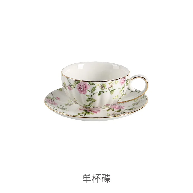 Ceramic farm style coffee cup and saucer set high quality Gold border red tea cup and pumpkin flower coffee cup and saucer