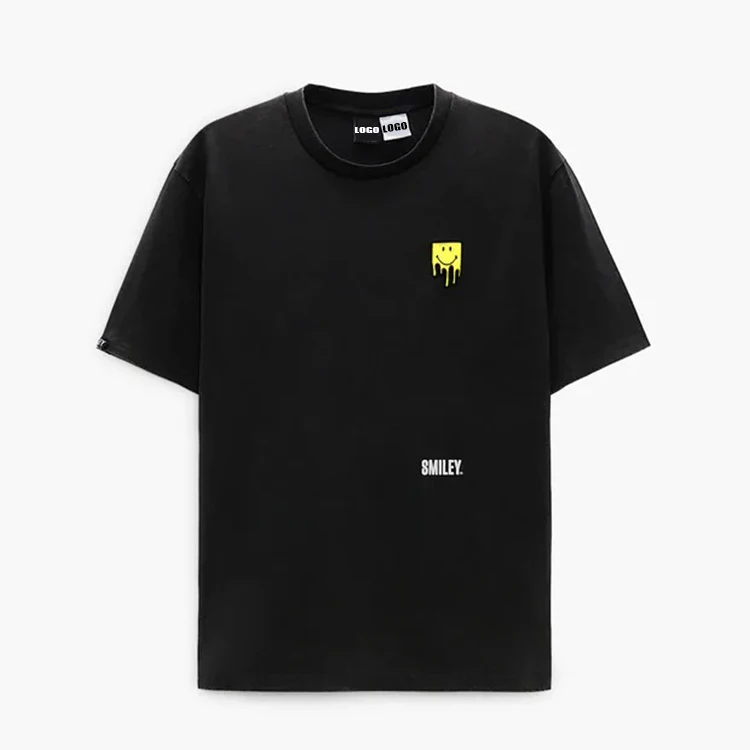 2022 Hot Sale Heat-transfer Printing Custom LOGO Oversize Logo Smiley Women Men Unisex T-shirt Personnalisable