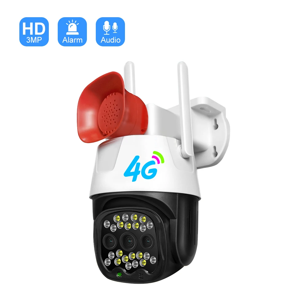V380 Pro Siren Surveillance Camera 4g Security Camera Cctv Sim Card Wireless Security 4g Ptz Camera