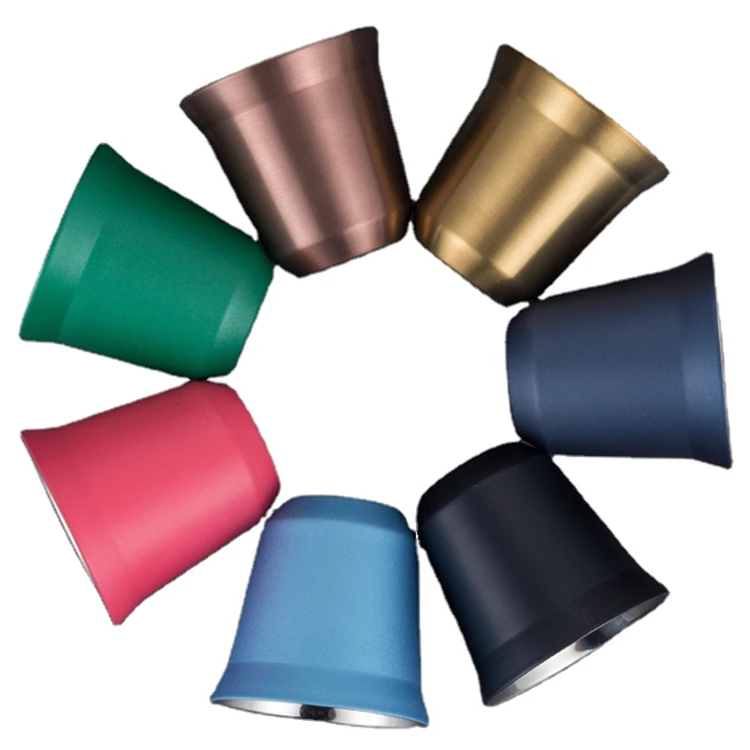 PURPLESEVEN 80ml 160ml 304 18/8 Stainless Steel Thermal Nespresso Shot Glass Cup Double Wall Insulated Espresso Coffee Cups Set