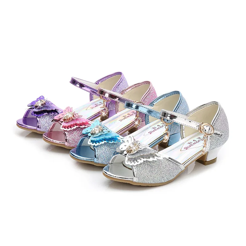 ChouShan OEM Sandal Putri 2022 Summer New Fashion Fish Mouth Bow Crystal Girls Princess Shoes