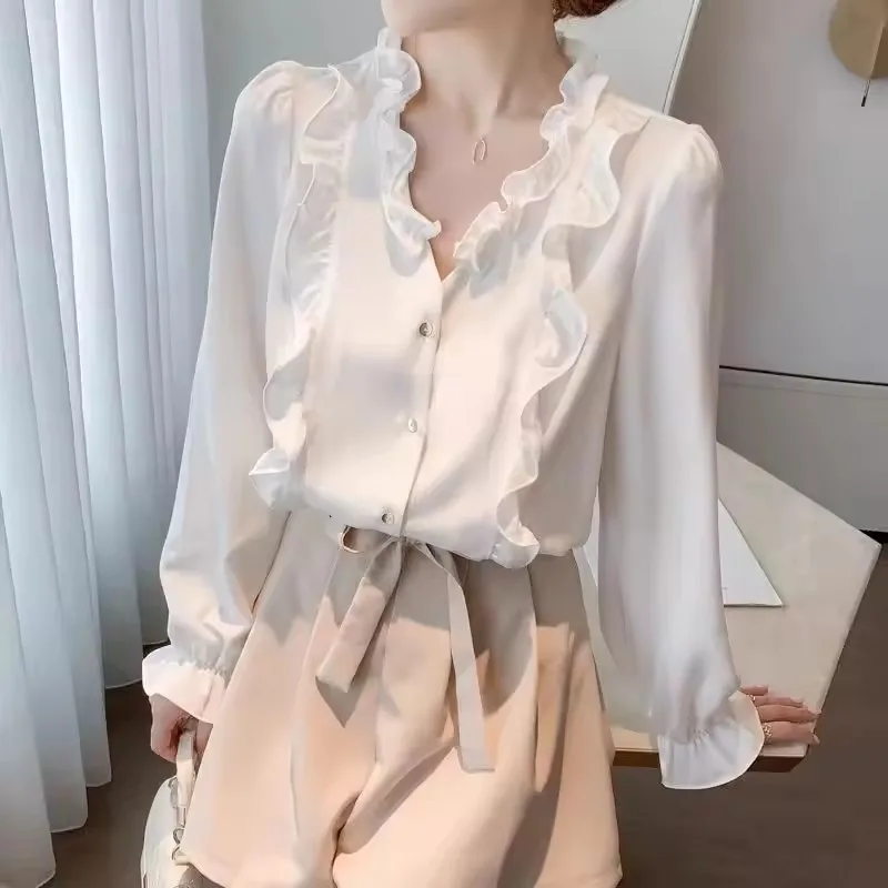 New Korean Version Retro Hong Kong Style Color Matching Floral Print Long Sleeve Casual Shirt