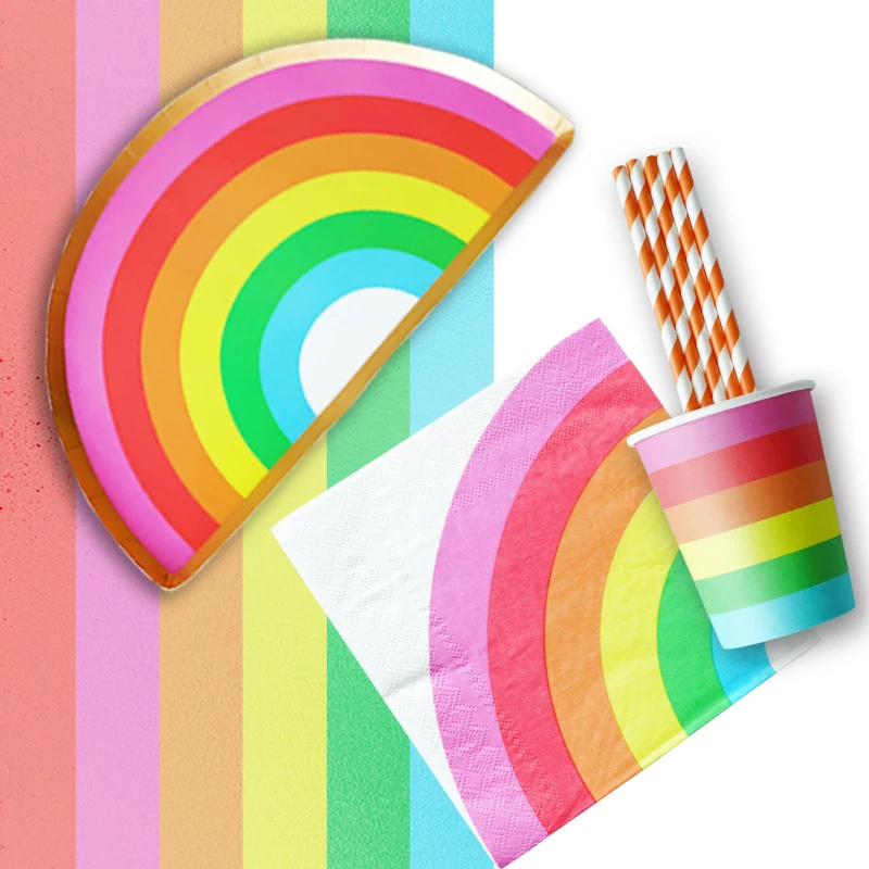 Themed Boys Birthday Party Supplies & Decorations Rainbow Birthday Party Supplies Plates Napkins Cups Set