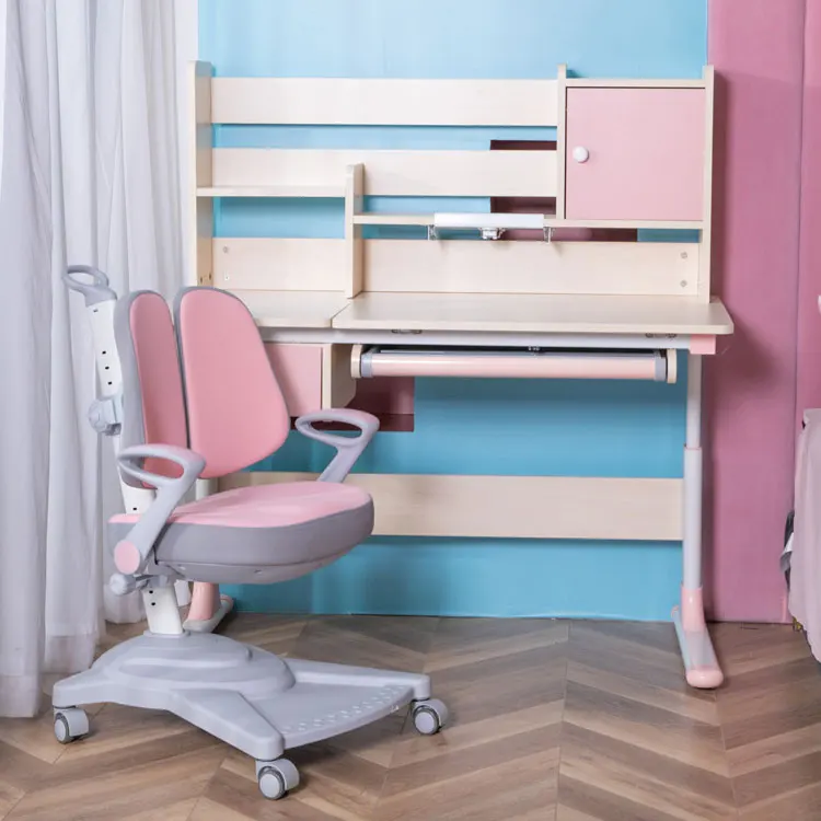 Ergonomic height adjustable kids child study desk table chair set for kids home furniture student