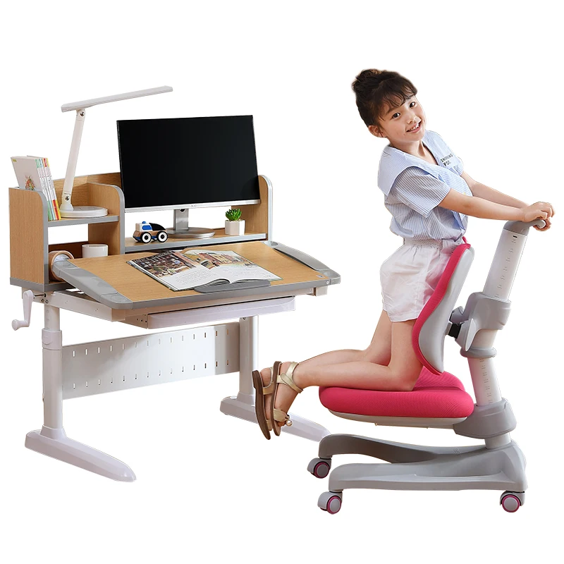
new design 95cm wood ergonomic study table chair for children 