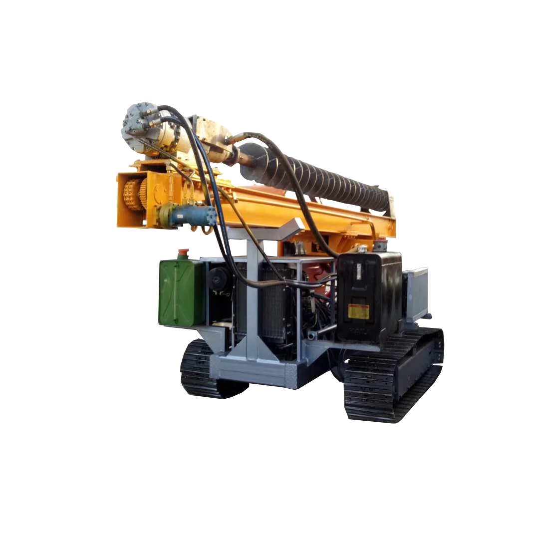 Tracked chassis screw piling hydraulic pile driver with Alloy manganese steel drill bit