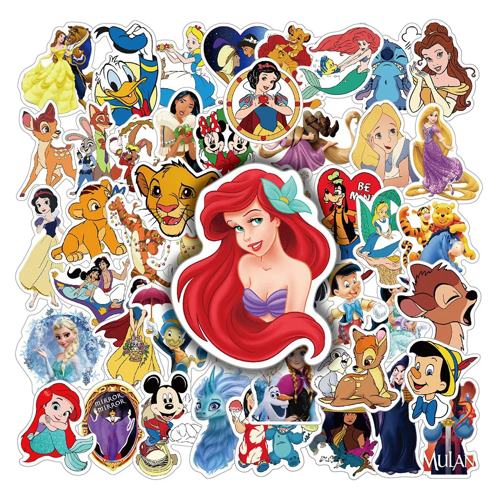 Waterproof Reusable Label Stickers Cartoon Collection Princess Stitch Elsa Stickers Decoration Bottles Luggage DIY Toys For Kids