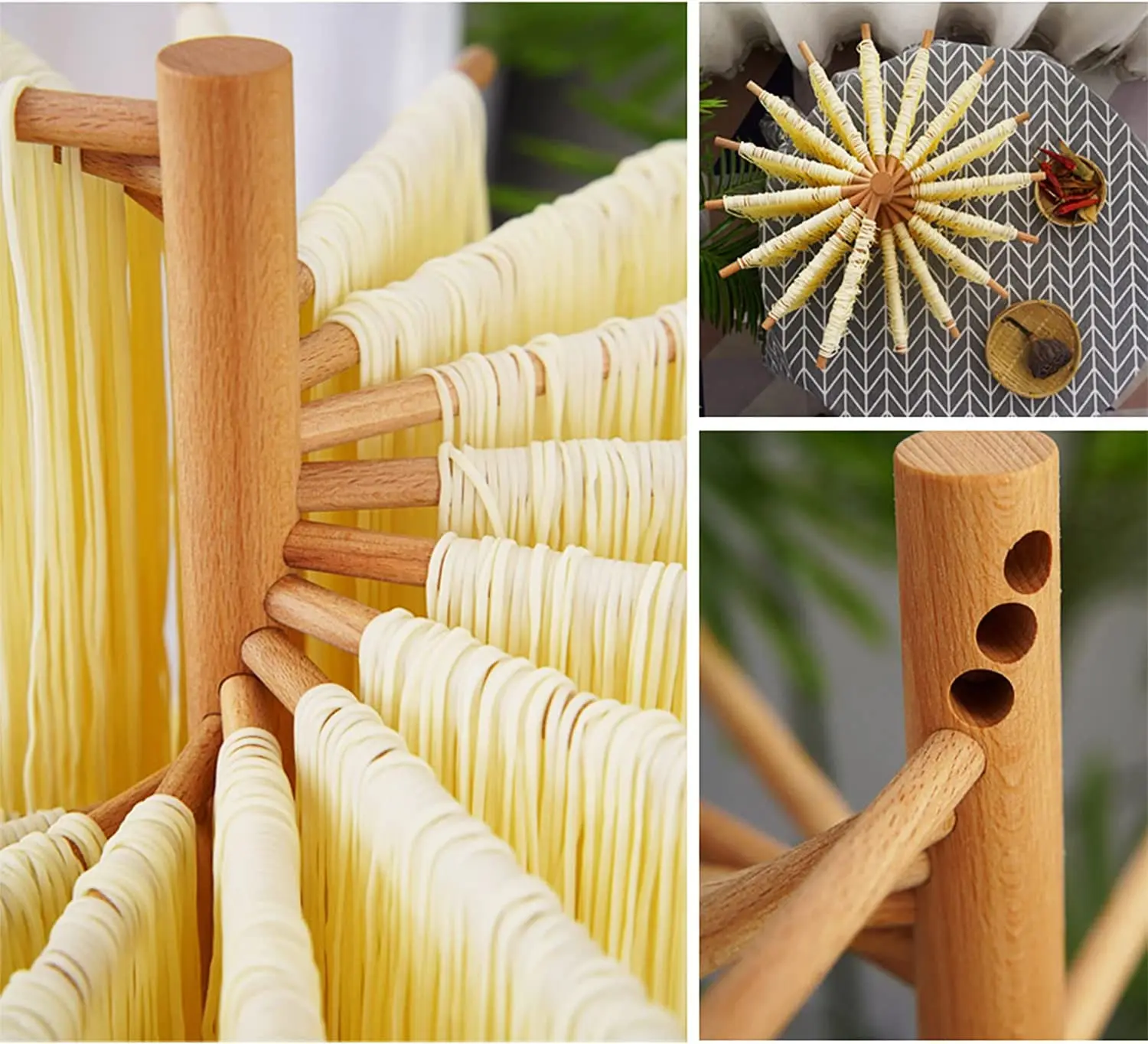 Foldable Wood Pasta Noodle Drying Rack House Holder Shelf