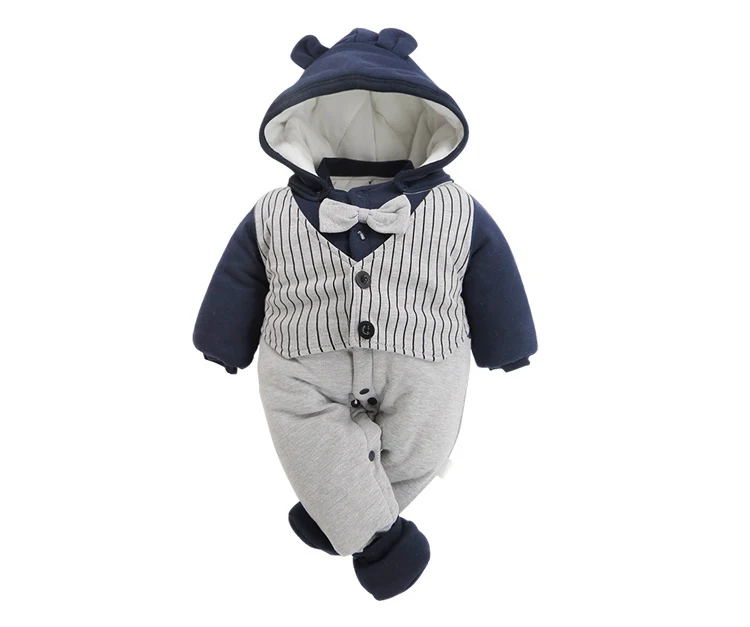 
Newborn Baby Cartoon Bear Snowsuit Warm Fleece Hooded Romper Jumpsuit 