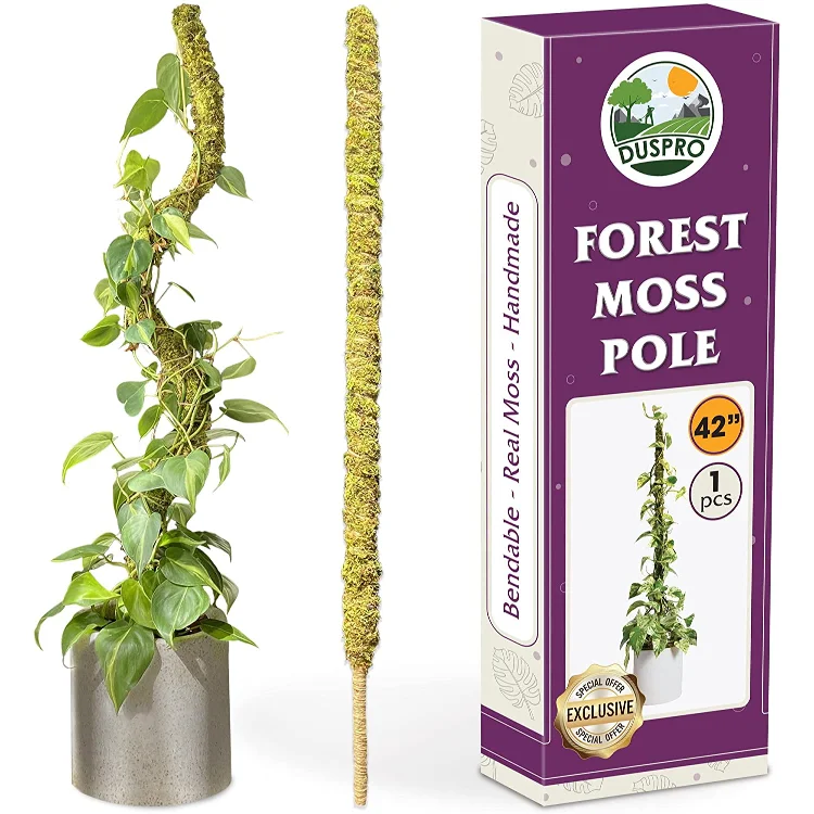 42 Inch Tall Moss Pole For Plant Monstera Bendable Plant Stakes,Sphagnum Real Forest Moss Stick,Handmade Potted Plants Support