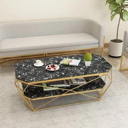 Simple Nordic living room rectangular iron marble creative fashion light indian wire metal glass coffee table