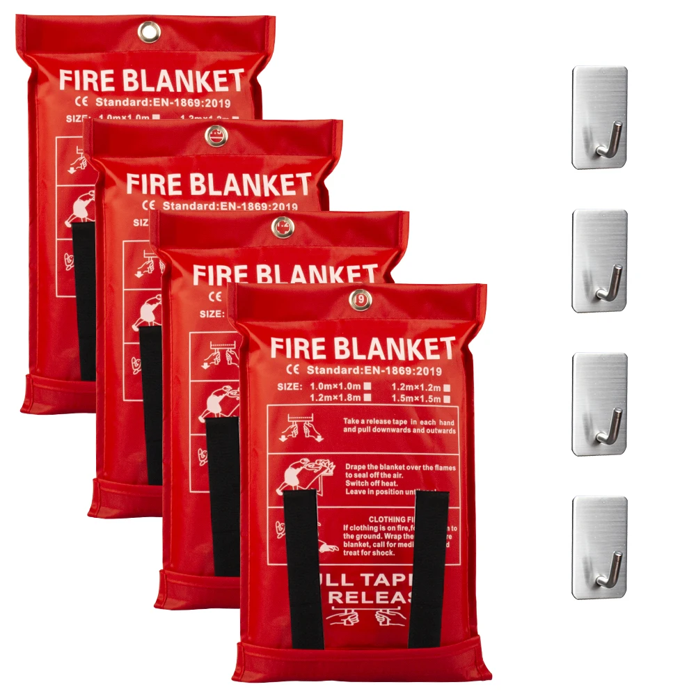 EN1869 2019 1.2m X 1.2m emergency safety fiberglass fire blanket roll
