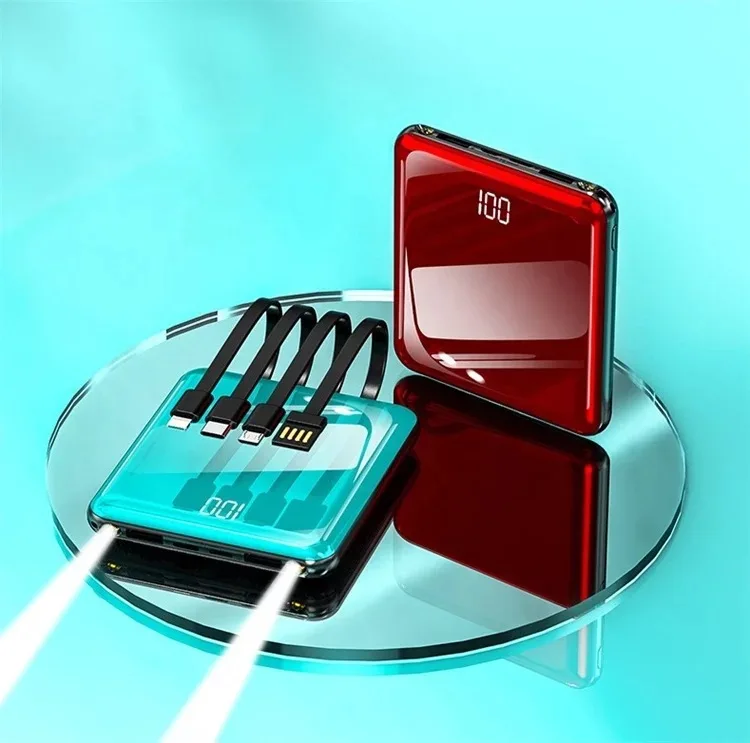 Factory selling portable High Capacity Phone Power Bank Mini built in cables 20000mah Fast Charging Powerbank