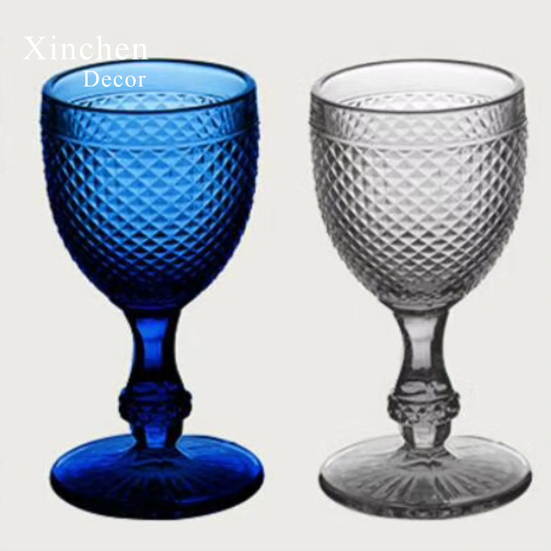 Wholesale Vintage Colored Glass Goblets Chic Diamond Wineglass For Party Event Decor