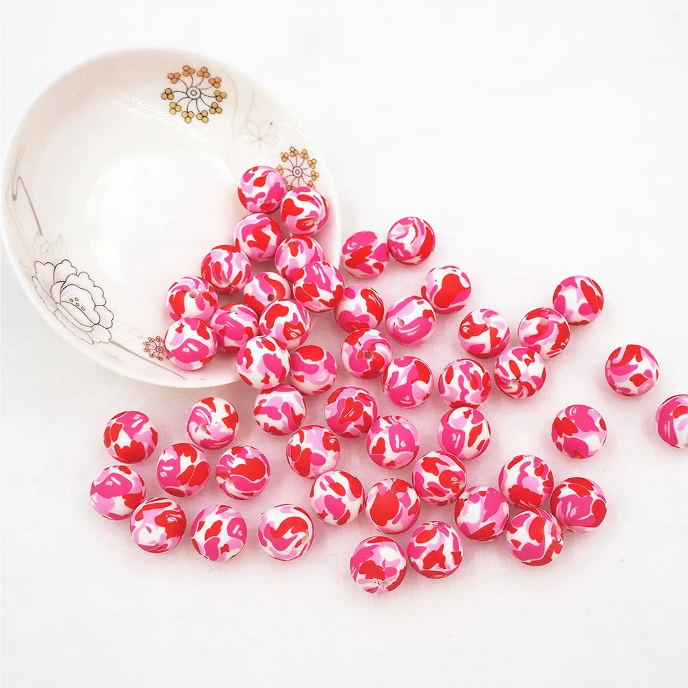 Wholesale 12 mm Colored Loose Print Beads Round Spacer Beads for DIY Jewelry Necklace Bracelet Accessories