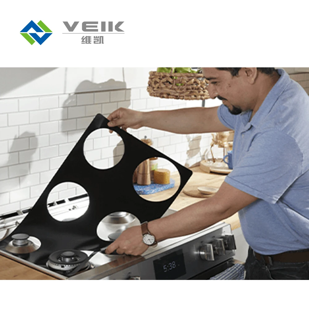 PTFE Gas Range Protectors Black Gas Stove Burner Covers Stove Top Liner