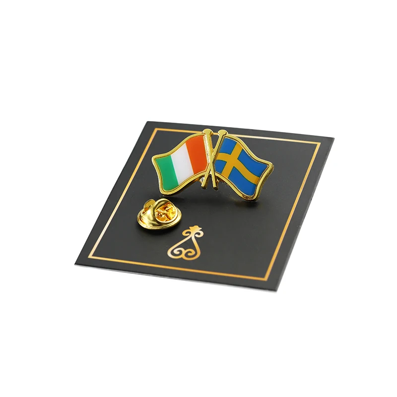 Wholesale Enamel Flags Metal Pin Personalized Custom Lapel Pin Gold Ireland Australia Yemen Flag Pin Badge for Hats or Clothing