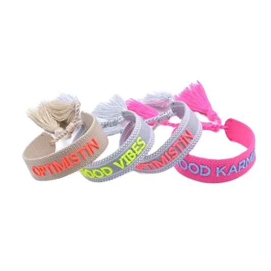 Neon color Adjustable Friendship Bracelets For Women Men Jewelry Handmade woven bracelet with embroidery texts supplier