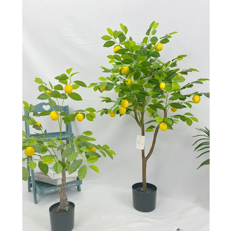 Simulation Decorations Faux Potted Lemon Fruits Tree Plastic Fruit Trees Fake Orange Artificial Lemon Tree
