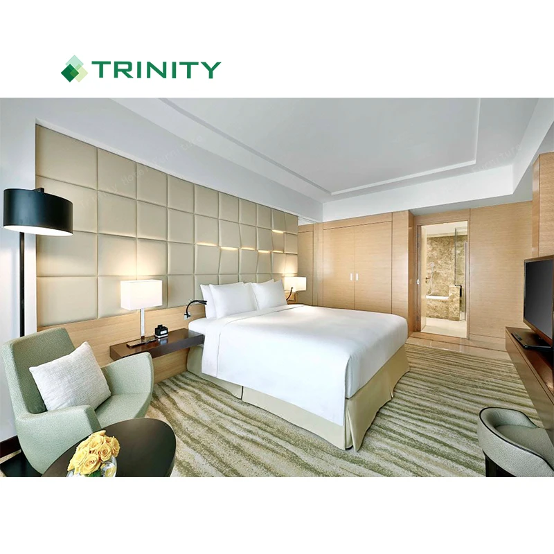 Complete customized 5 star Dubai apartment bed room wooden hotel bedroom set furniture
