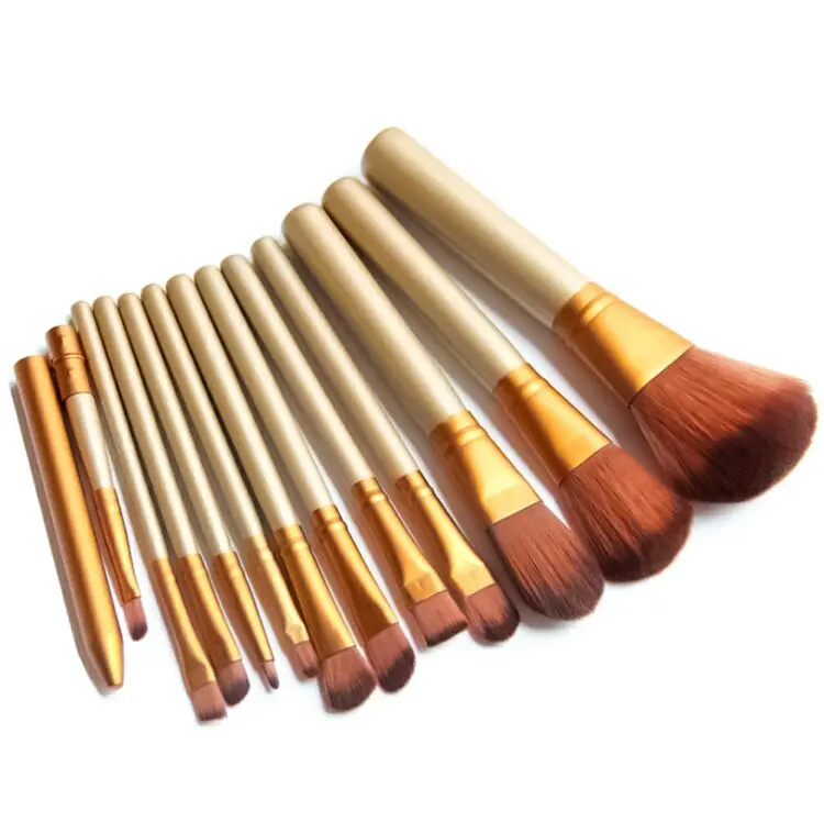 Professional Wholesale 12pcs Gold Makeup Brush With Cosmetic Case Private Label Acceptable