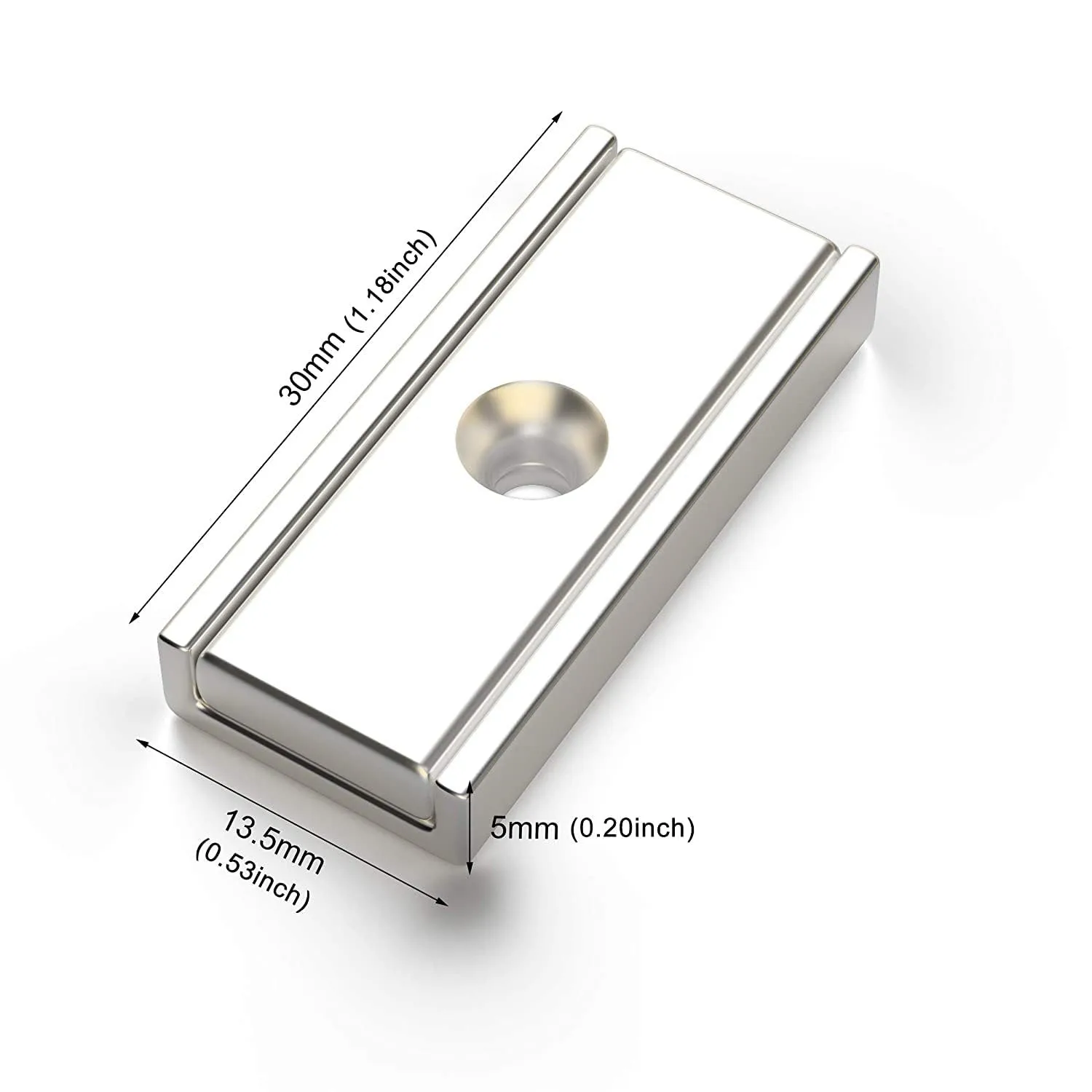 Rectangular Pot Magnet with Counter Bore Super Strong N52 N35 Grade Block Countersunk Neodymium Channel Pot Magnet for sale