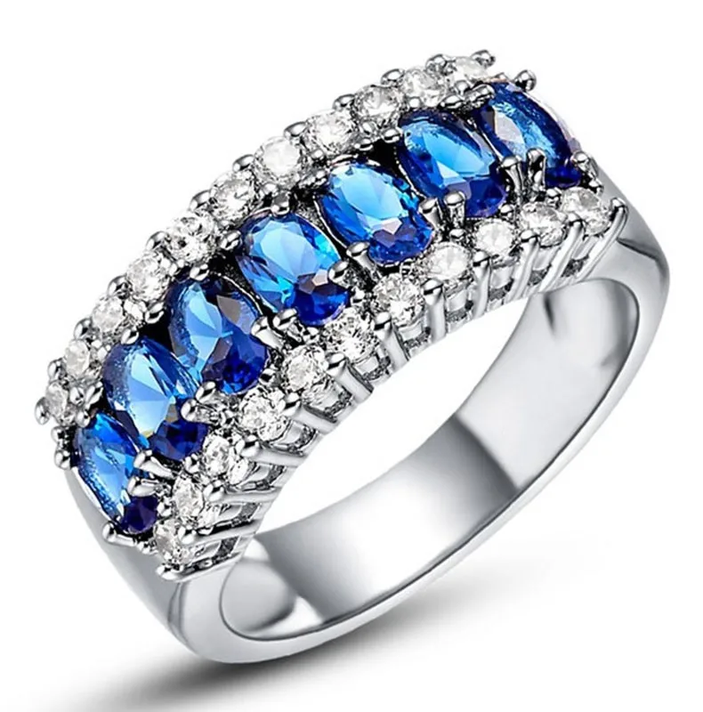 
Top sellers 2020 for amazon blue pink sapphire mens zircon retro vintage luxury copper plated with white gold ring 