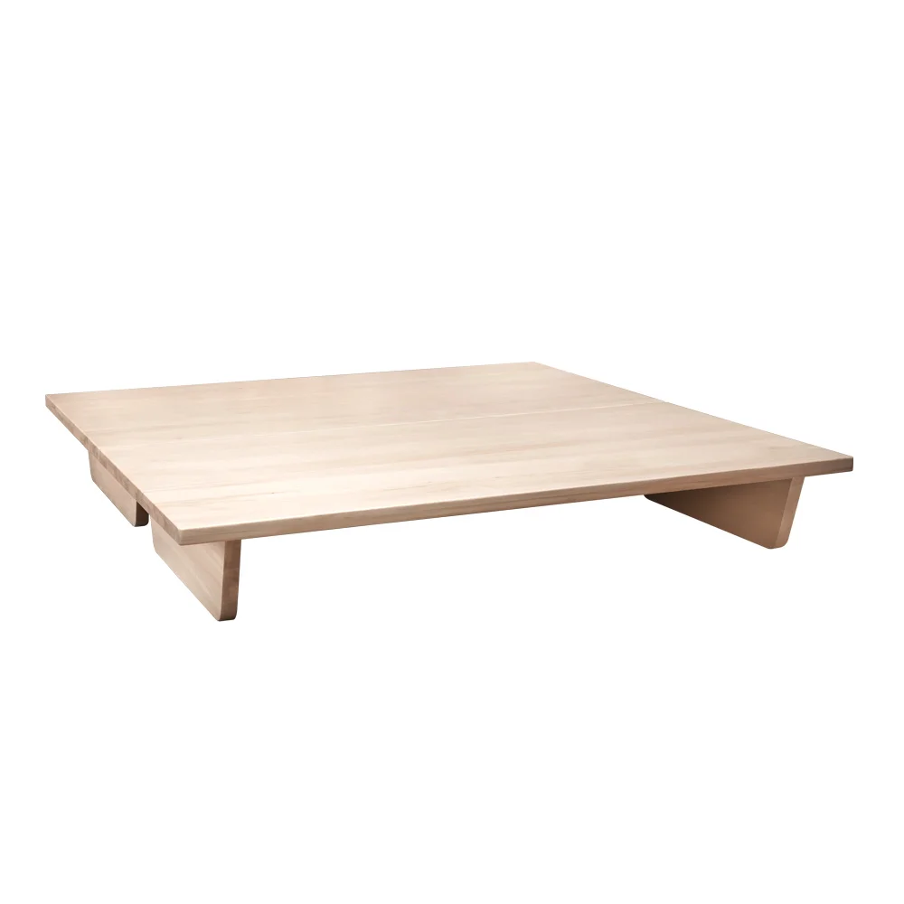Hot Selling Solid Wood Bed Japanese Style Wooden Bed Frame Lightweight White Poplar Wood Double Bed Frame 5Ft for Bedroom