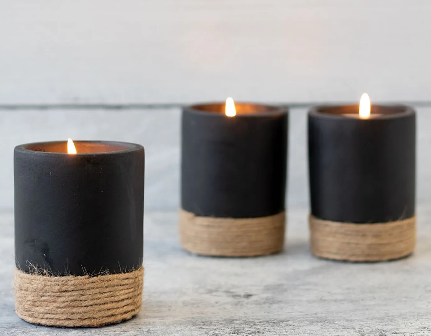 Cement twine wholesale unique custom INS style cement resin ceramic scented candle garden decoration