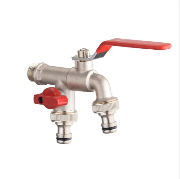 Chrome Plating Nozzle Bibcock with two taps