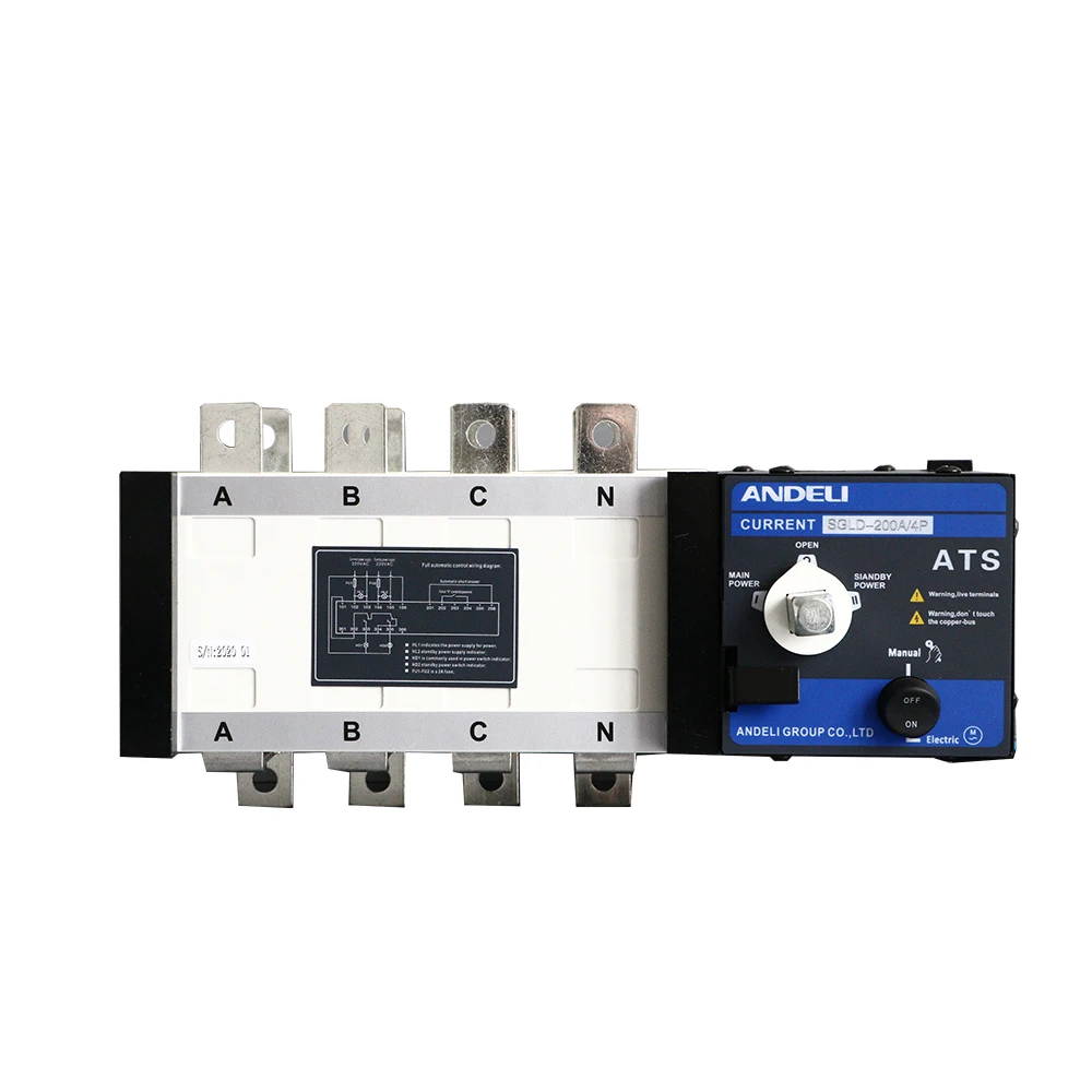 ANDELI Supplier SGLD  4P dual power automatic transfer switch  200A Automatic Transfer Switch PC Class 4pole ATS