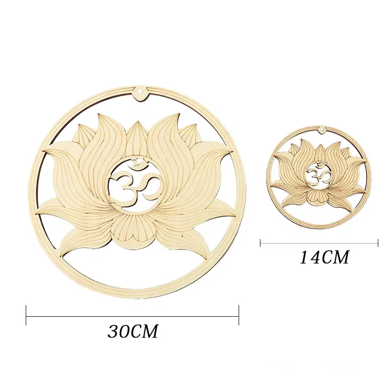 Lasercut, LOTUS FLOWER wood charm  door sign Geometry Wall Art Sculpture Wood Grid Ornament