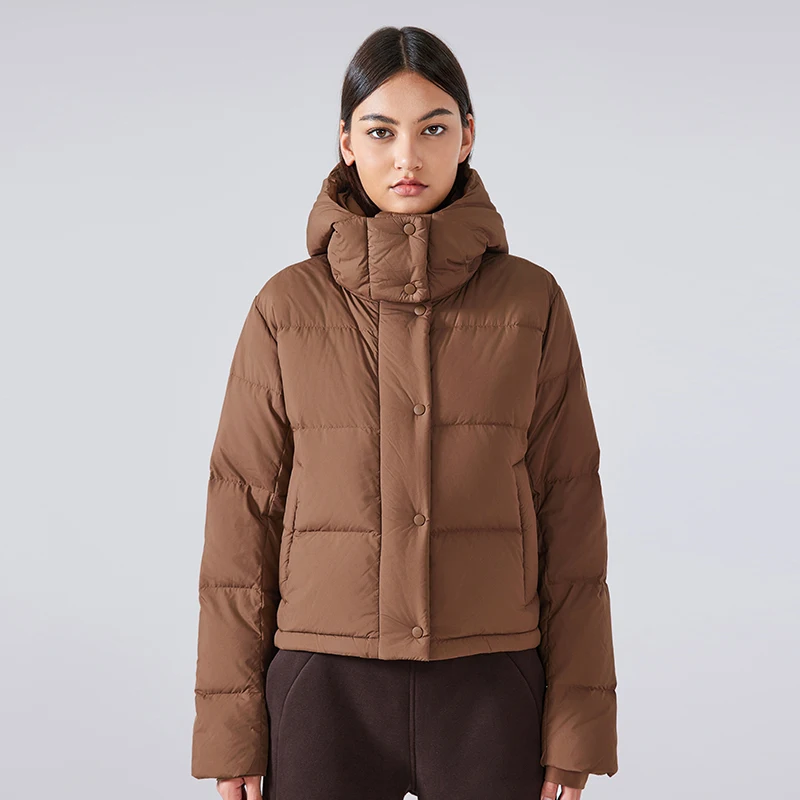 New Arrival Winter Warm Hooded Ultra Light Duck Down Jacket Women High Quality Windproof Crop Puffer Coat