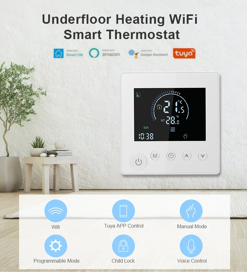 Bandary Google Home Programmable Warm Floor Temperature Wifi Digital Thermostat Smart