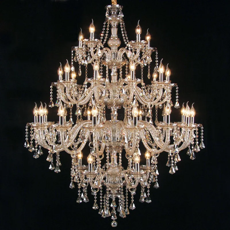 Custom Lighting Lamp Modern Cognac Art Glass Decorative Chandelier for Hotel Club Banquet Hall 30 Bulbs